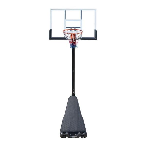 Movable Adult Kids Basketball Hoop Stand with Glass Backboard in Red and Black