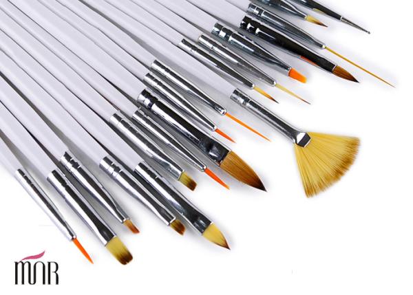 Cosmetic 18 Piece Flat Nail Art Brushes For Makeup / Nail Art Fan Brush
