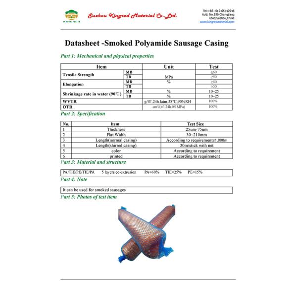 Smoke Permeable Enhanced Flavor And Preservation Polyamide Sausage Casings