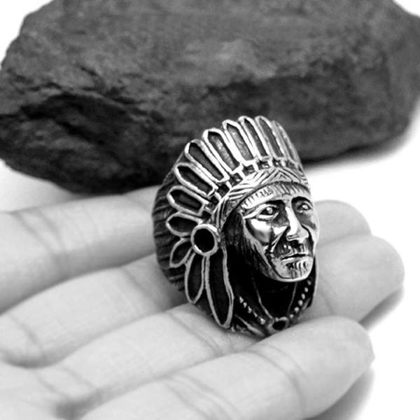 Vintage Old Titanium Stainless Steel Men's Ring Engrave Indian (SA387)