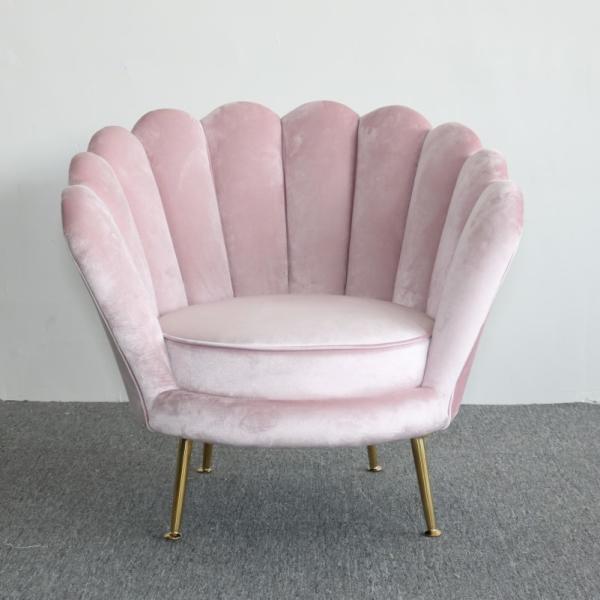 Nordic Style Flower Shape 78cm Height Velvet Accent Armchair