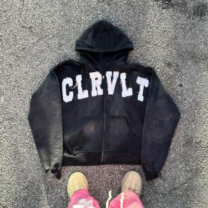 Custom Applique Embroidery Logo Distressed Unisex Hoodies Heavyweight Oversized
