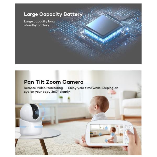 5.5 pulgadas 1080P Full HD Baby Monitor 5000mAh Batería VOX Video Babyphone OEM ODM