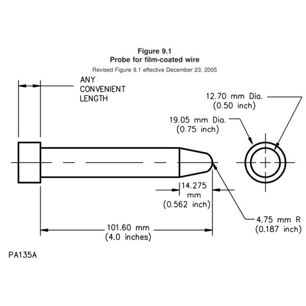 Зонд UL507 для фильма - покрытые вентиляторы провода электрические испытывают диаметр длины 19.05mm 101.6mm