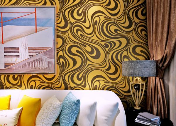0.7*8.4m Modern Strippable Non Woven Wallpaper With Bronzing Color
