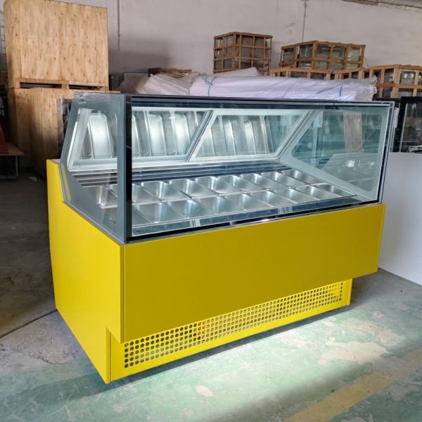 16 Trays Glass Door Hard Ice Cream Display Cabinet Italian Gelato Freezer