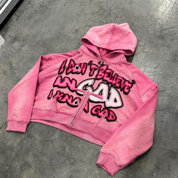 OEM Service Custom Screen Printed Hoodies Cropped Vintage Hoodie Sun Faded