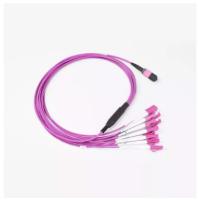 Fonte MPO de Jumper Breakout Cable Factory do cabo de remendo da fibra ótica aos núcleos OM3 do LC 12F 24F