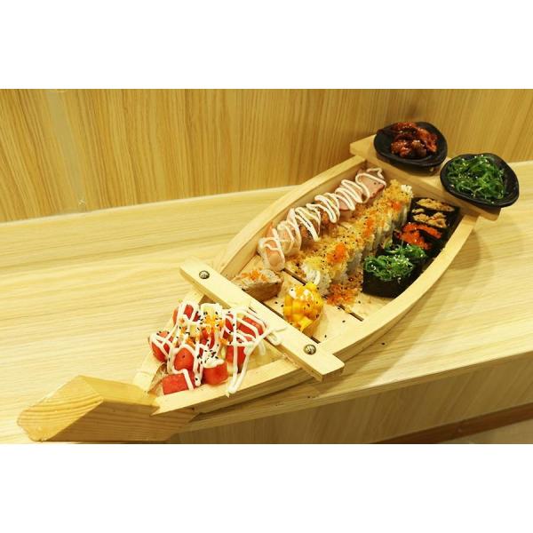 Устойчивый бамбуковый поднос шлюпки суш 70cm с флагштоком