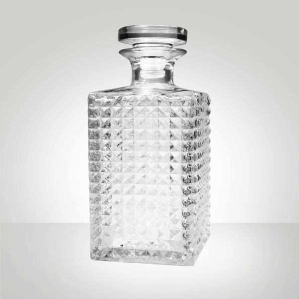 Super Flint Diamond Cut Glass Decanter ,  XO, brandy ,  Vodka Liquor Gin Rum Tequila Whisky Brandy Spirit Glass Bottle With Solid Glass Stoppers