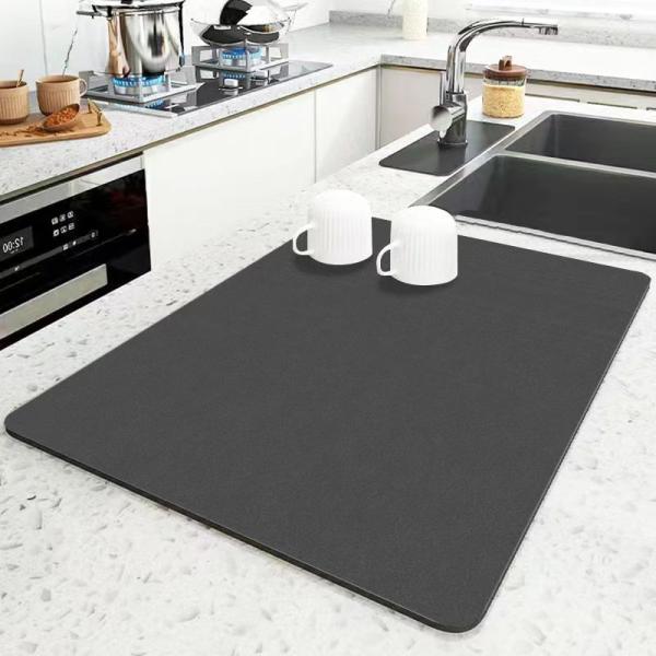 Customized Logo Acceptable Stocked Dish Mat Absorbent Diatomite Kitchen Counter Dry Pad