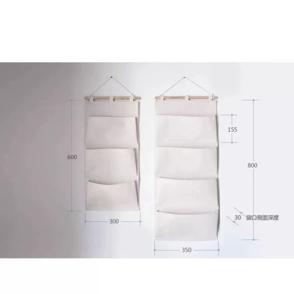 Eco-Friendly Sublimation Cotton Linen Look Hanging Organiser With 3 Or 4 Pockets Diy Photo Printing Reusable Hanging Storage Bag For Home Wall Decor