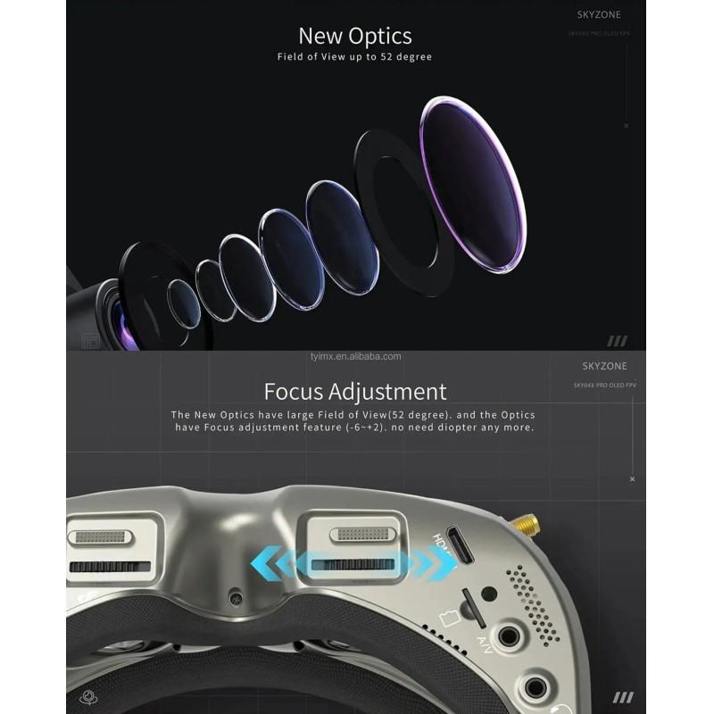SKY04X PRO FPV Racing Goggles SteadyView & 1080p DVR with OLED Display and Head Tracker Plastic Material for Drones