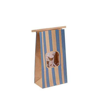 Recyclable Kraft Merchandise Bags , Tin Tie Flat Bottom Kraft Paper Food Bags