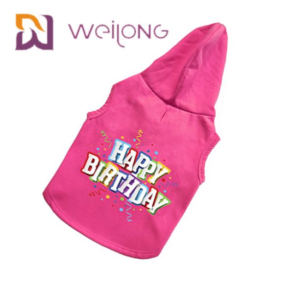 Colourful Rubber Print Birthday Pet Hoodie Customized Pink Dog Hoodie