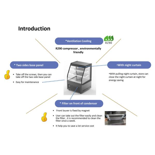 Self Service Open Merchadiser Warmet & Chiller Grab & Go Digital Controller R290 For Cold
