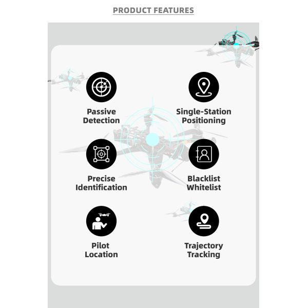 Wireless Portable Drone Detector with Compact & Lightweight Design for Quick Setup in Field Security