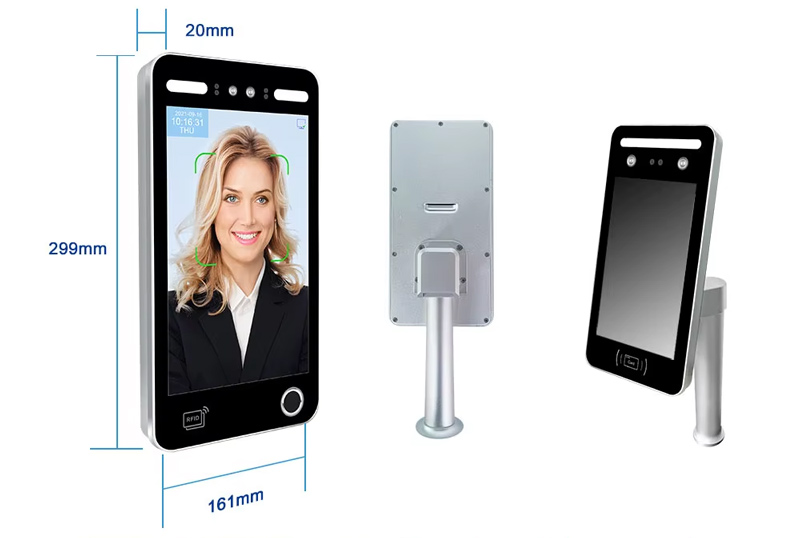 10.1 Inch IPS Screen Biometric Time Attendance Machine Face Recognition Camera IP65 Waterproof Door Lock Access Controlace
