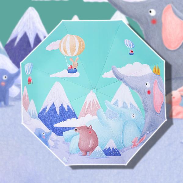 Adults Unique Pattern Self Fold Sun Rain Kids Umbrella with Rubber Coated Handle