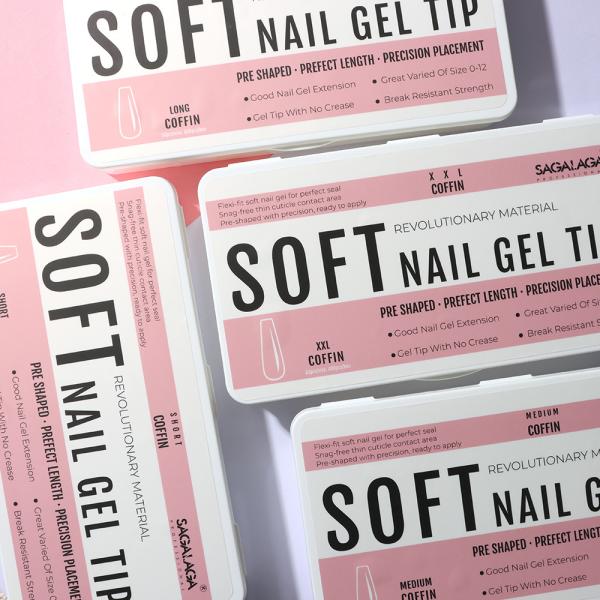 Full Cover Almond Shaped Artificial Soft Gel Nail Extension Tips 500pc Empty Nail Tips Box Nature Press on Nails French Tip