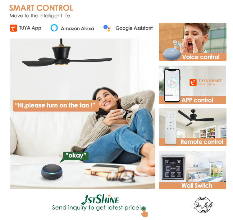 ceiling fan Мотор DC 6 скоростей умный приурочивая тихий потолочные вентиляторы 52 дюймов с 3 реверзибельными лезвиями