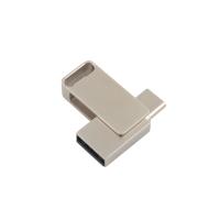 Discos flash USB de metal prateado à prova d'água com gravura e logotipo de impressão USB 2.0 e tipo C