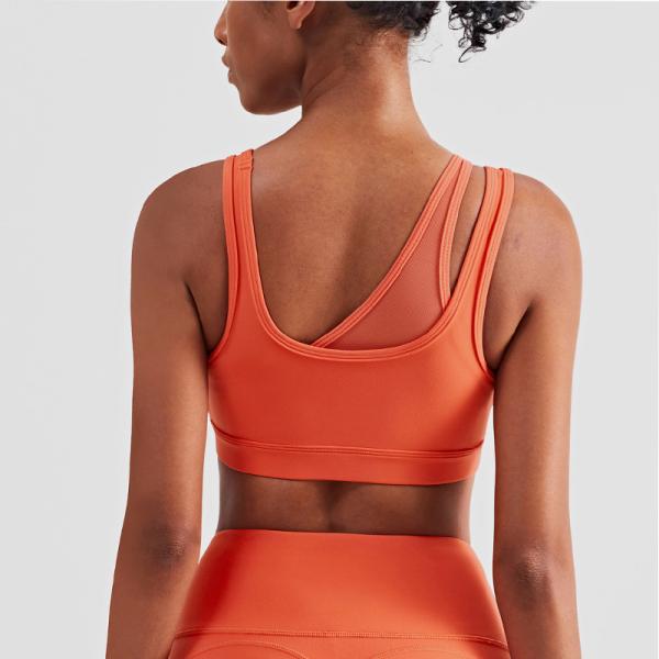 Mesh Stitching Strappy Back Sports Bra Girls Elastic Bottom Padded Crop Top