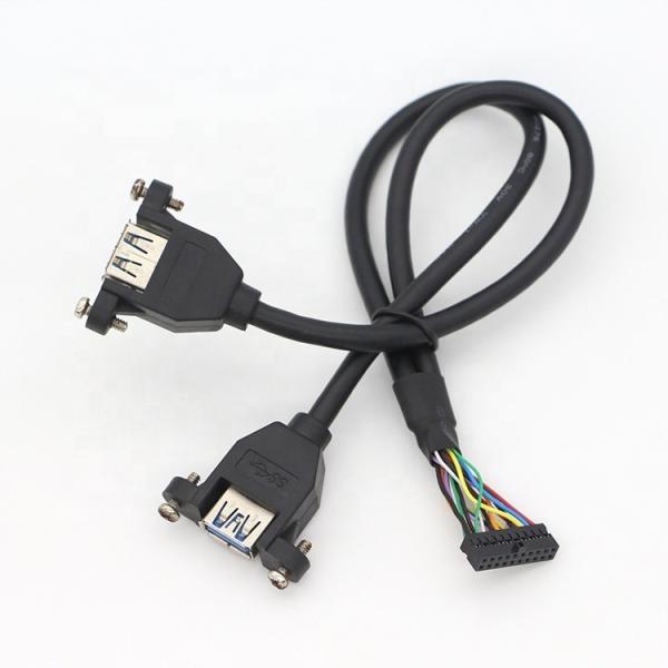 Screw Locking Stud Dual USB 3.0 Type A Female Panel Mount Cable