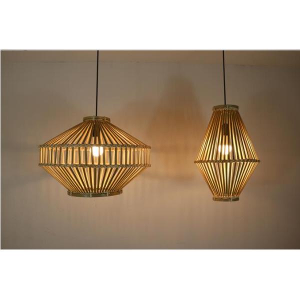 3500K Retro Bamboo Woven Pendant Light For Indoor Living Room