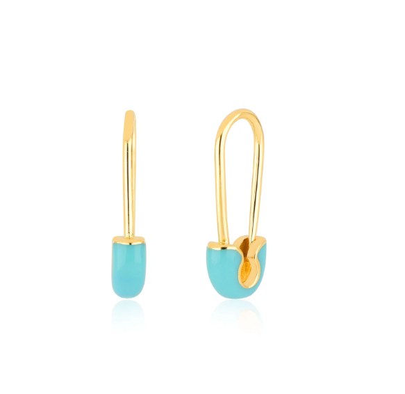 925 de plata esterlina de moda femenina con pendientes adornados con acabado de gota de esmalte azul