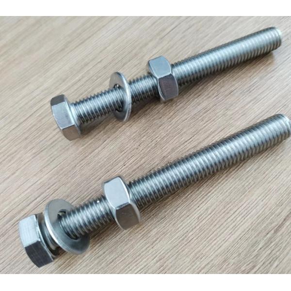 Stainless Steel 18 - 8 Full Coarse Thread Hex Head Tap Bolt With Six Sided Head
