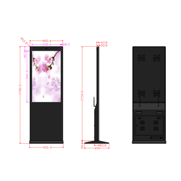 32 43 49 55 Inch Floor Kiosk Android PC Touch Optional Signage For Shop School Airport