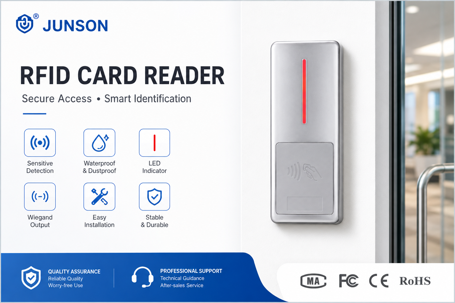 Waterproof RFID Access Control Reader with Tuya App Connectivity