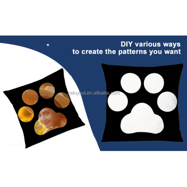 ZELOYAUT 24H Shipping Custom Printing 40*40 and 45*45cm Short Plush Paw Pillow Case Blanks Sublimation Pet Paw Pillow Case