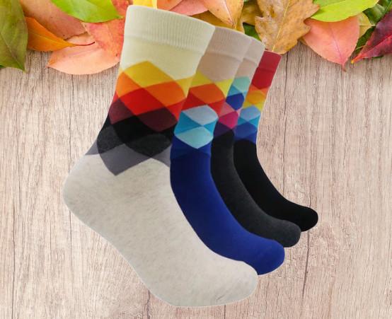 Cotton Colorful Funny Happy Trendy Socks Breathable Sox Stitching Pattern Casual Sock For Men