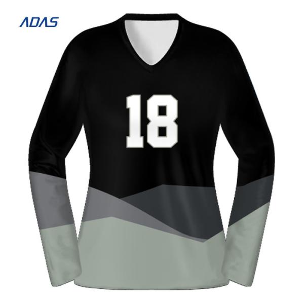 165gsm Digital Sublimation Volleyball Wear Jersey Moisture Wicking Black And White