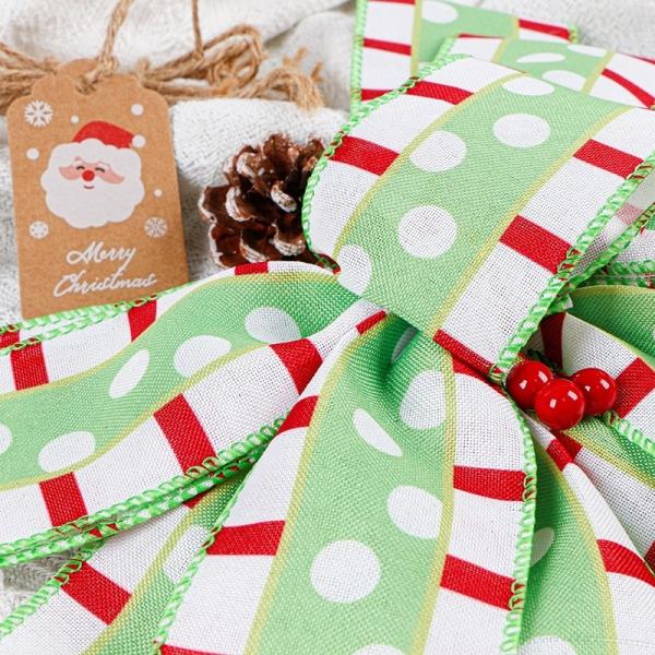 2024 Decoração de Natal Arco Personalizável Big Burlap Ribbon Arcos com borda de fio