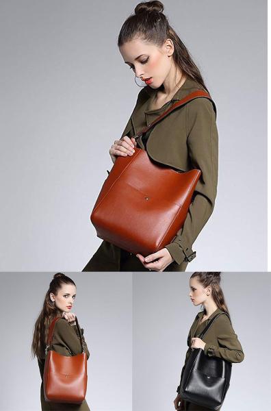 Large Shoulder Women Tote Handbags Cowhide 9.5inch OEM Acceptable