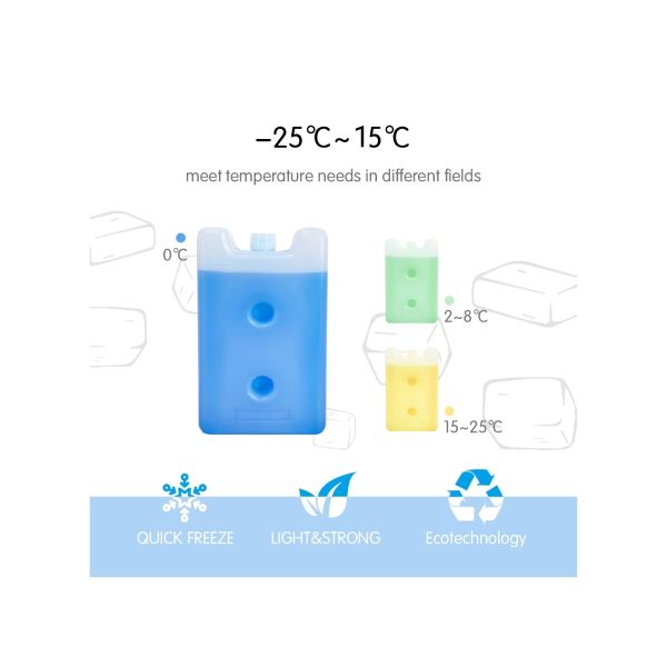 Reusable Phase Change Material PCM Ice Brick with Melting Point -25℃ to +25℃ in Durable Plastic Container