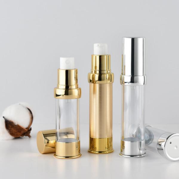 Silver Airless Cosmetic Bottles 10ml - 30ml Aluminum Multiple Capacity Lotion Bottle Pump