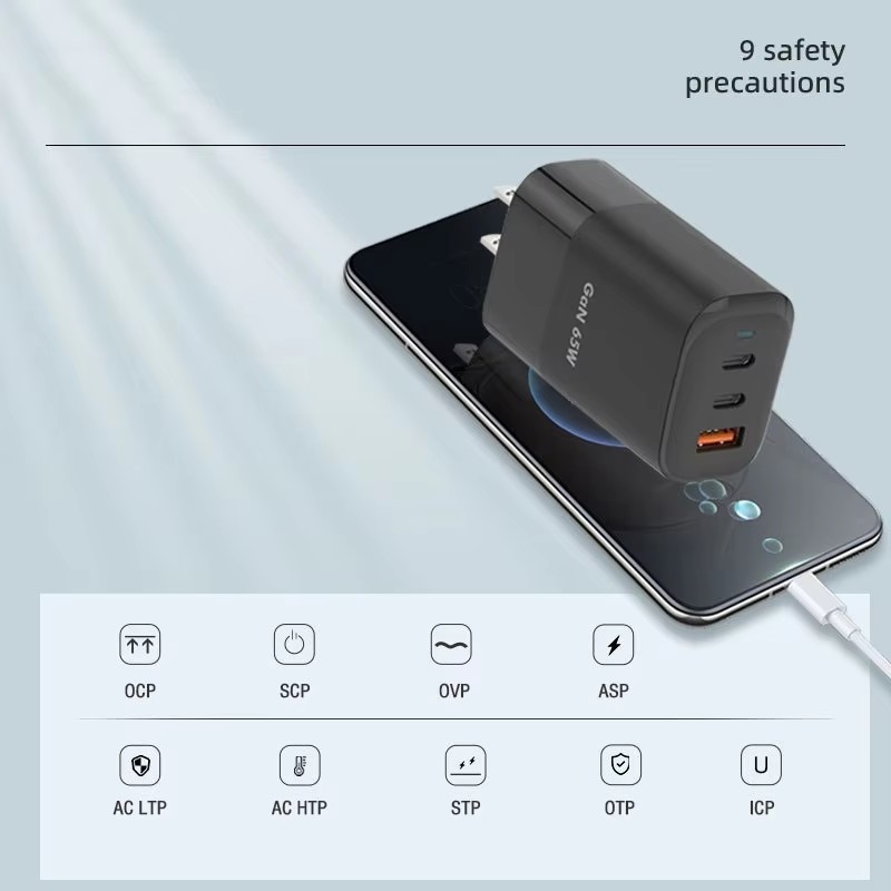 65 Вт GaN быстрый зарядщик с инвертором USB тип C многопортовый телефонный адаптер питания