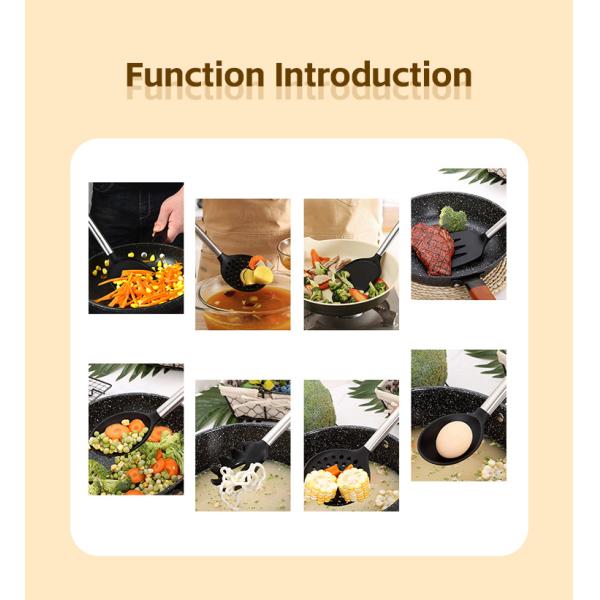 Silk Printing or Debossed Logo 12PCS Silicone Kitchen Utensils Set with Plastic Holder