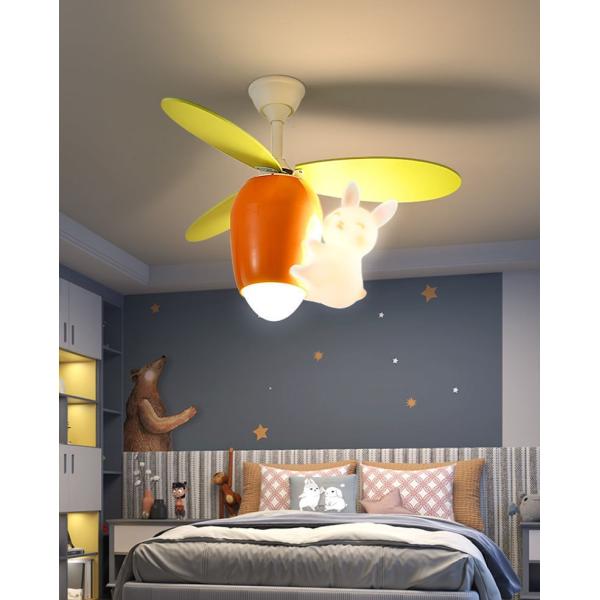 Детский мультфильм Креативный Милый Кролик Морковь Потолочный вентилятор Свет для спальни мальчика девочки