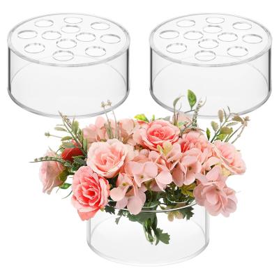 3pcs Vaso de flores acrílico centro floral com 12 buracos para decoração da mesa de jantar