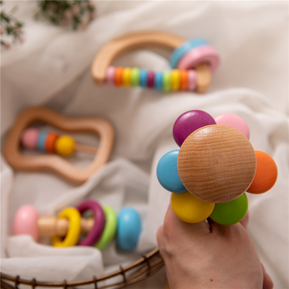 Детей игрушек Soother 7.2cm трещотки аппаратуры деревянных музыкальных деревянные