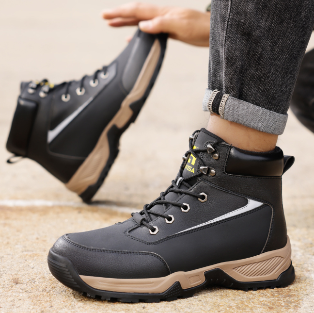 Men's High-Top Safety Work Shoes SRC Non-Slip Steel Toe Puncture-Resistant Water-Resistant Soft Sole Protective Footwear