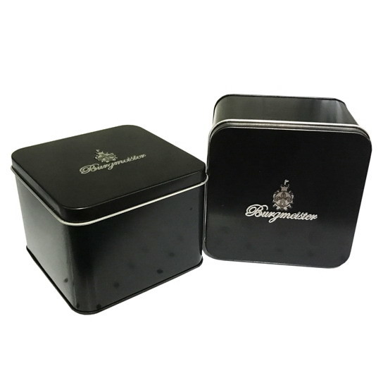 Empty Square Watch Tin Box With Embossing Logo Lid For Premium Gift Packaging ISO SMETA
