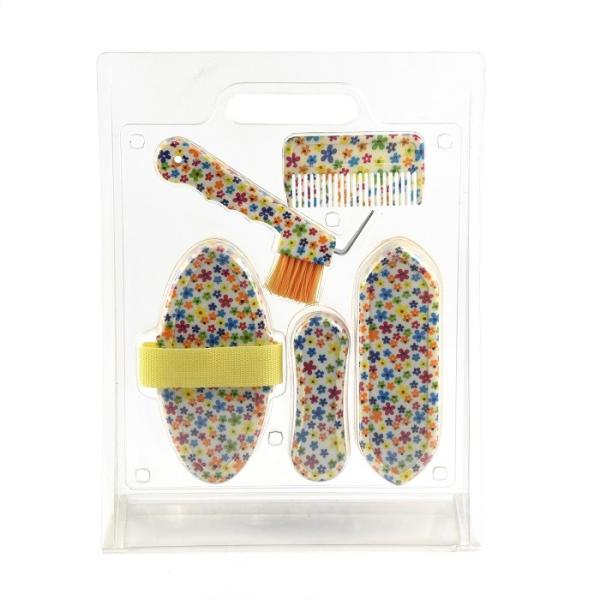 Colorful Flower Pattern Horse Cleaning Tools Kit 5 Pieces For Horse Equestrian