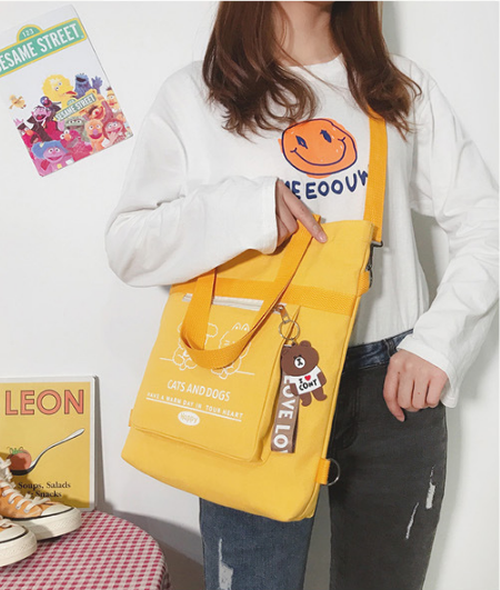 new fashion canvas tote customize color size women shopping bag multi function canvas backpacks handbags