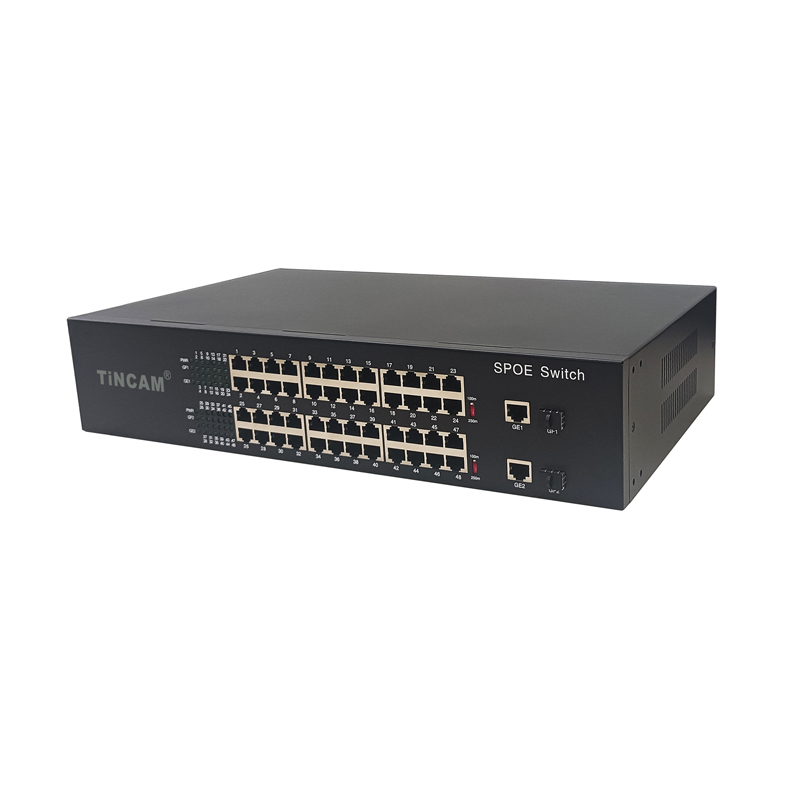 52 Port Passive PoE Switch with 48 Fast Ethernet Non-Standard PoE Ports 2 Gigabit Uplink Ports 2 Gigabit SFP Port 600W 24V 250m Long Range TBC-FP4248U-4PF-V